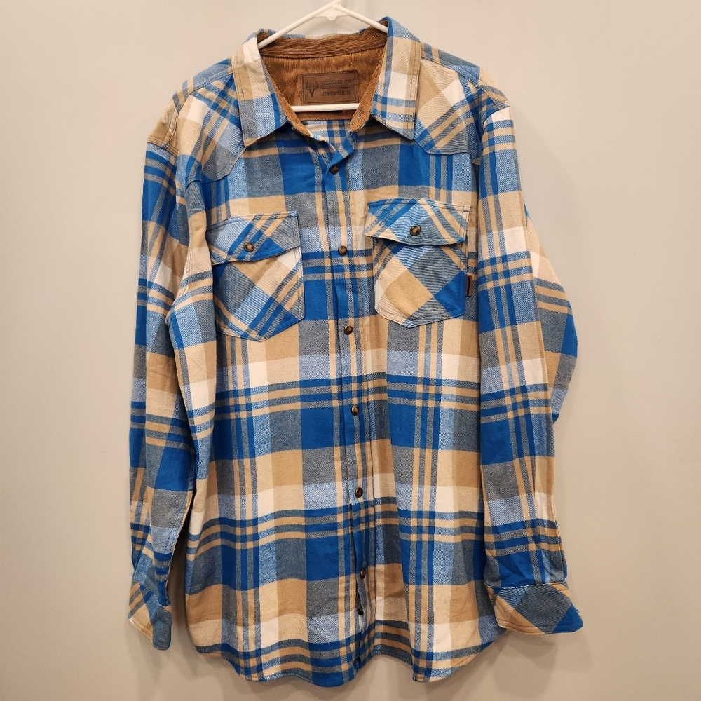Legendary Stockyards Mens Plaid Snap Front Lot Of 2 Long Sleeve Shirts XL